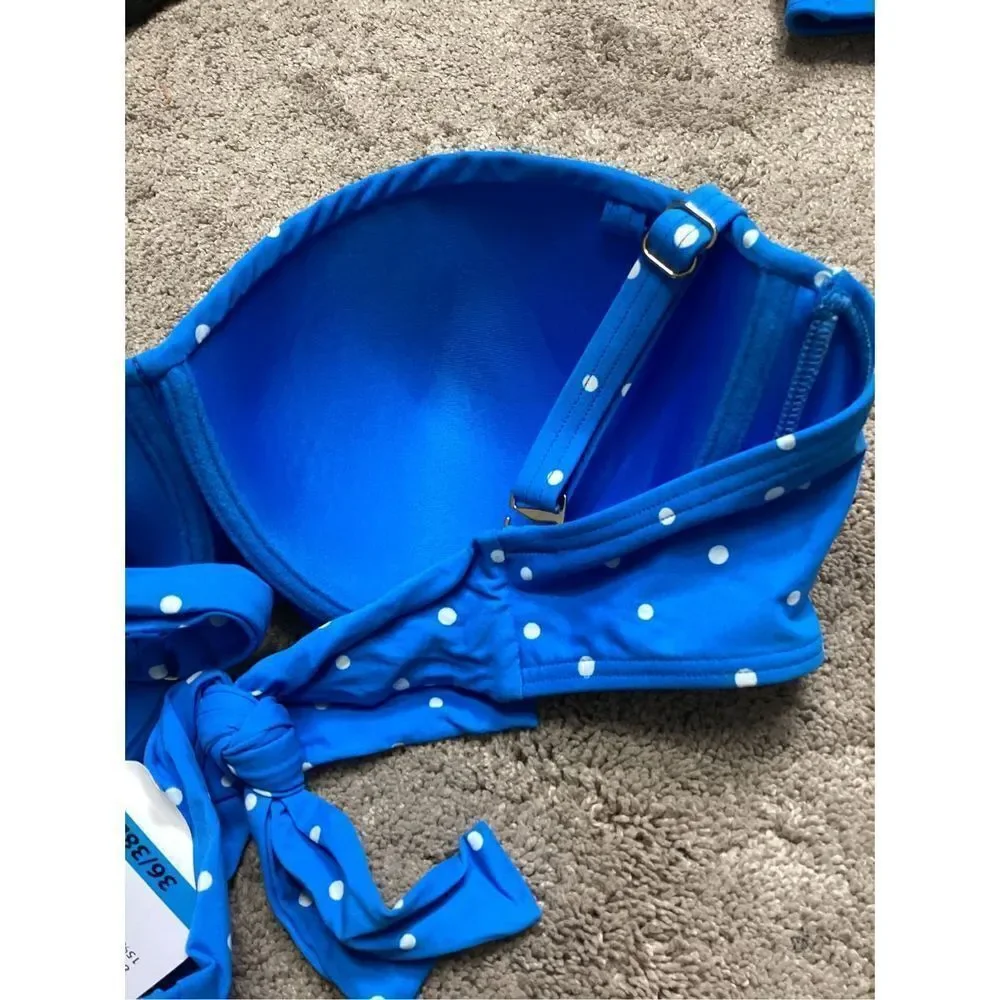 New. Coco Reef 36/38D blue polka dot five way bikini top.